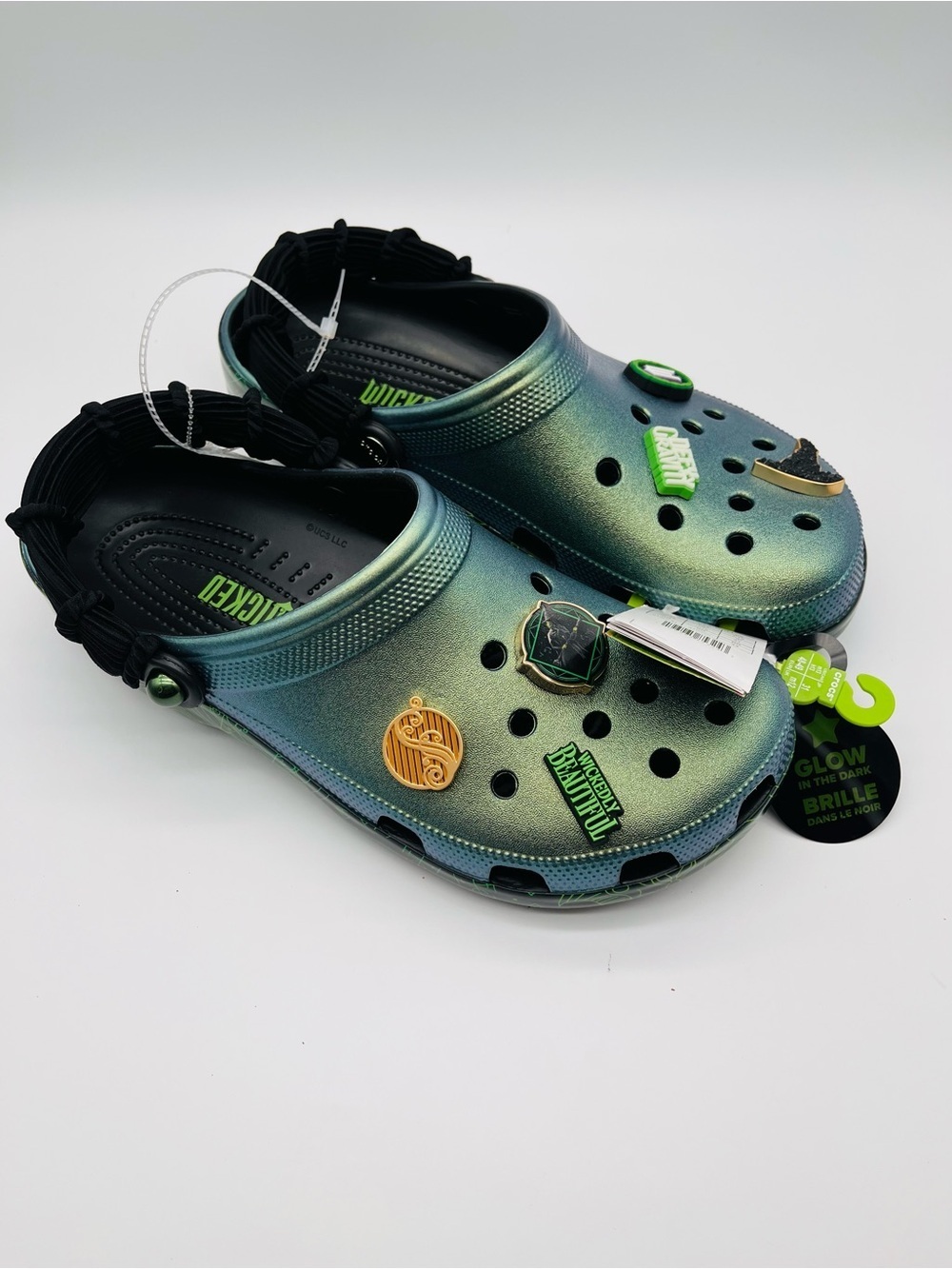 CROCS Wicked Clog Green Glow In Dark Sandals Mens 13 Witch Elphaba Style 210524